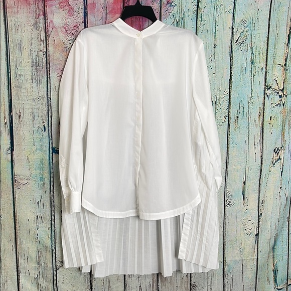 All Saints Tops - AllSaints White Asymmetrical Pleated Back Blouse 12